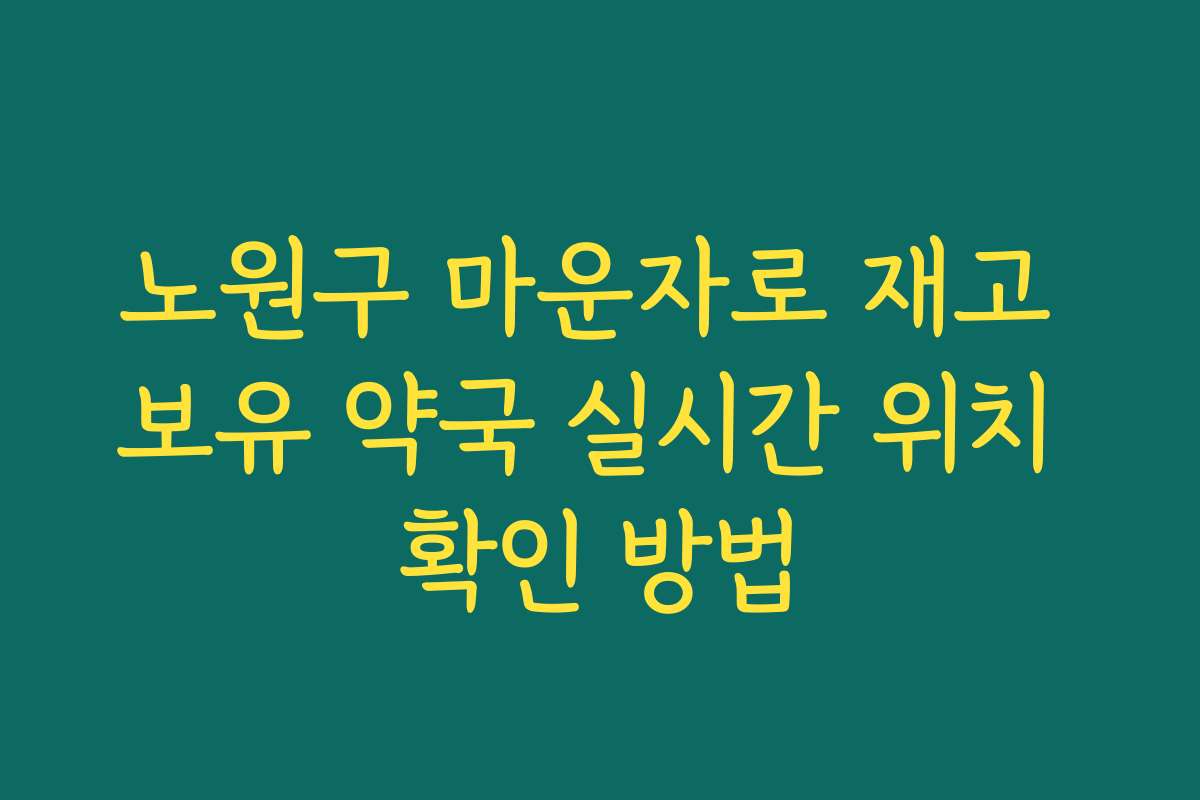 노원구 마운자로 재고 보유 약국 실시간 위치 확인 방법