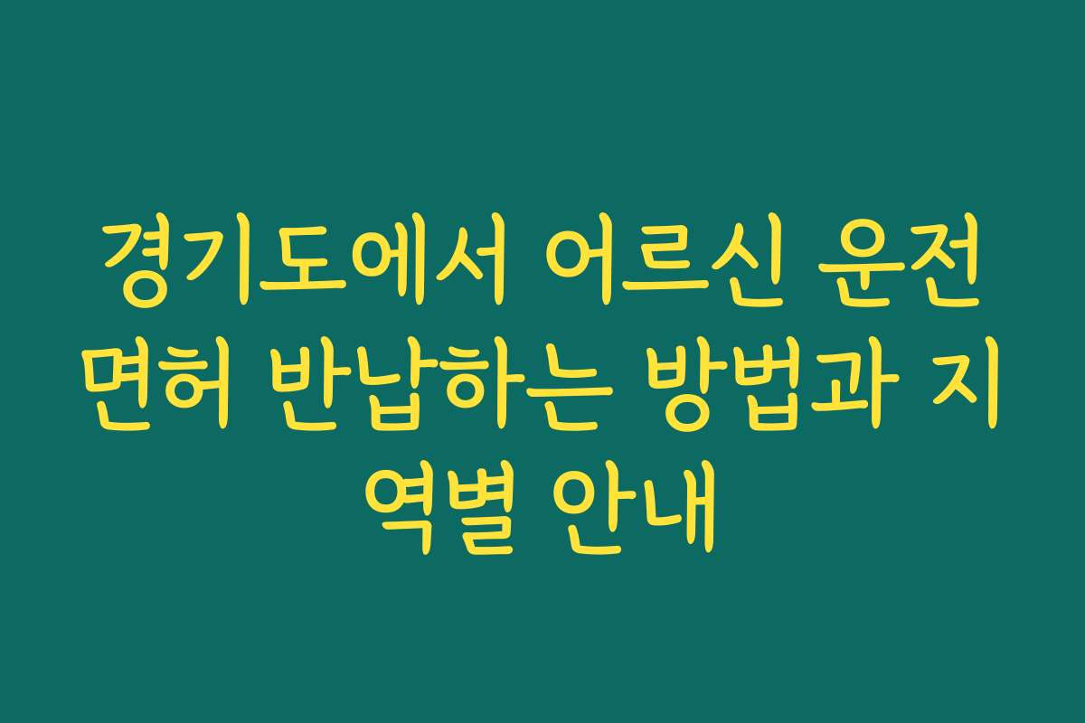 경기도에서 어르신 운전면허 반납하는 방법과 지역별 안내