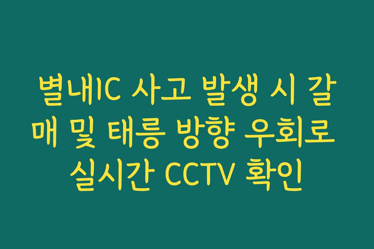 별내IC 사고 발생 시 갈매 및 태릉 방향 우회로 실시간 CCTV 확인