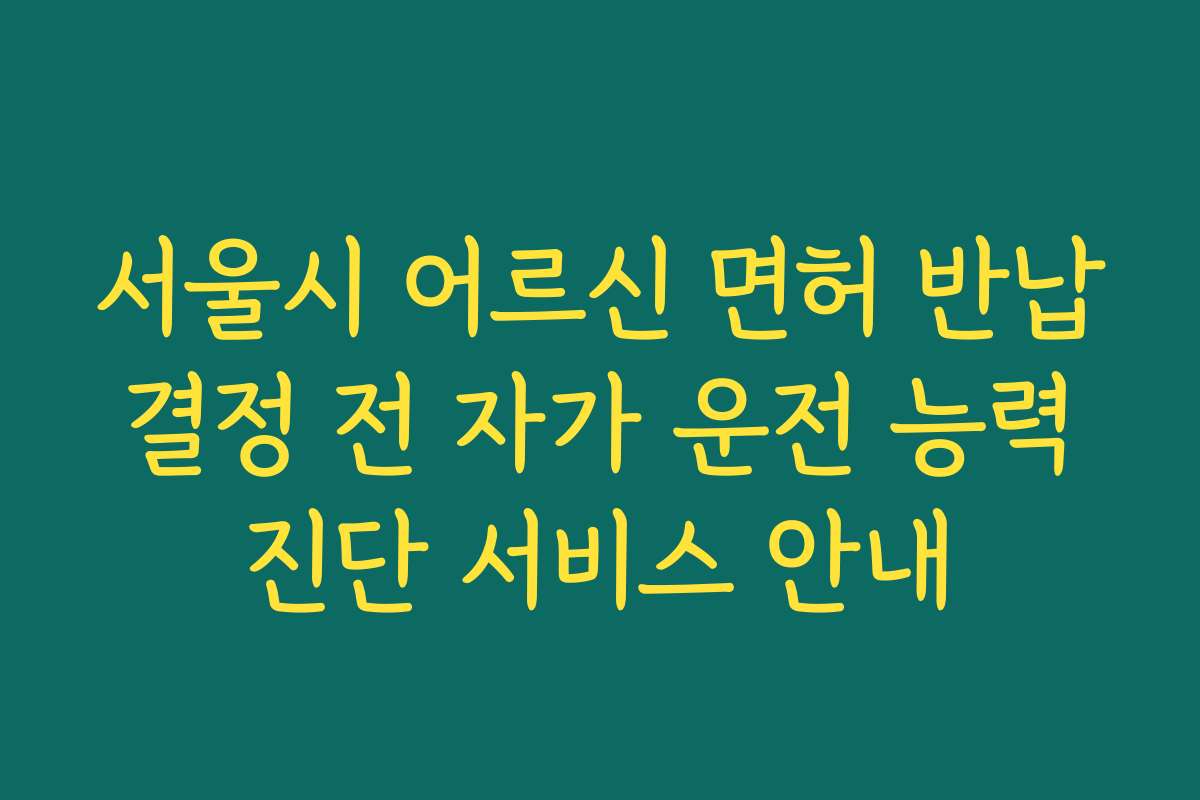 서울시 어르신 면허 반납 결정 전 자가 운전 능력 진단 서비스 안내