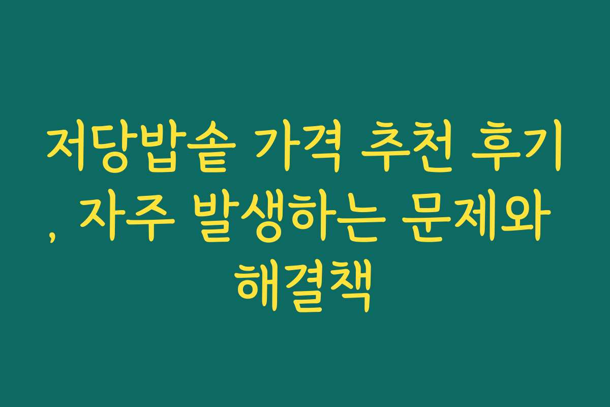 저당밥솥 가격 추천 후기, 자주 발생하는 문제와 해결책