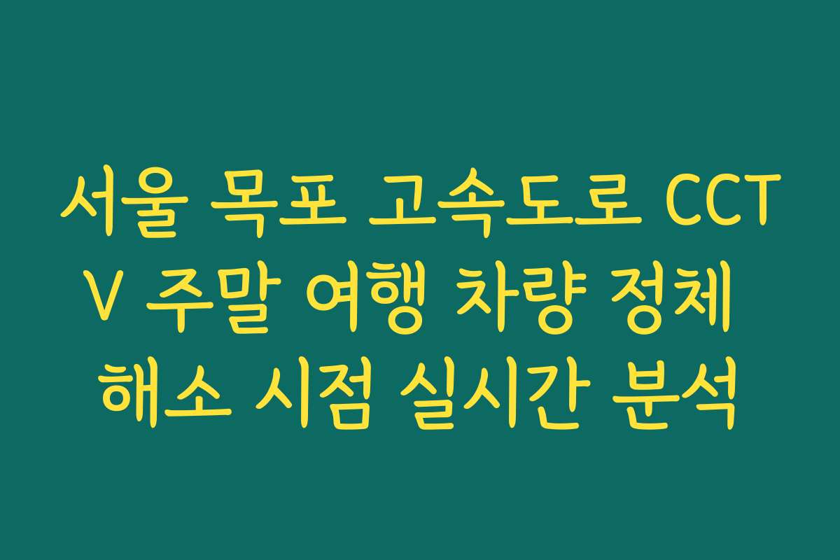 서울 목포 고속도로 CCTV 주말 여행 차량 정체 해소 시점 실시간 분석