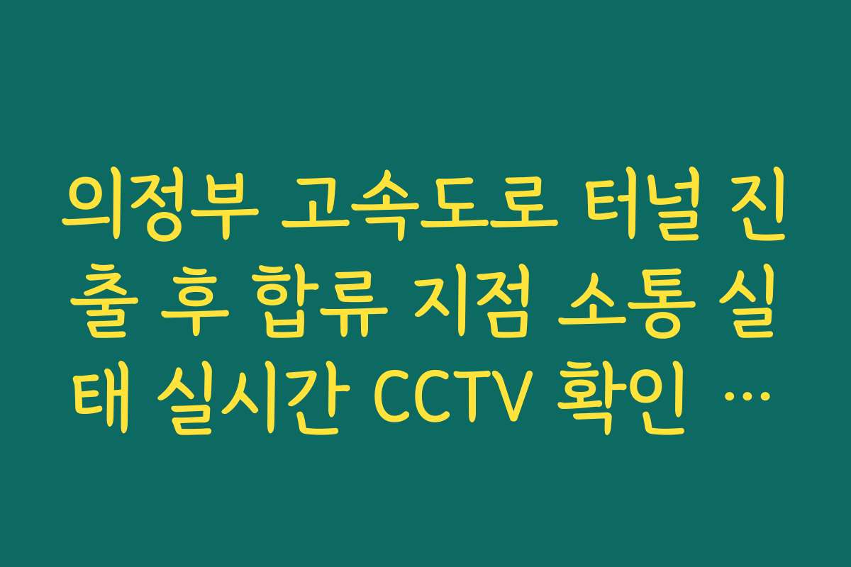 의정부 고속도로 터널 진출 후 합류 지점 소통 실태 실시간 CCTV 확인 정보
