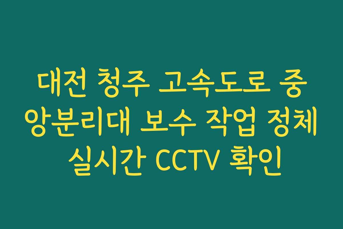 대전 청주 고속도로 중앙분리대 보수 작업 정체 실시간 CCTV 확인
