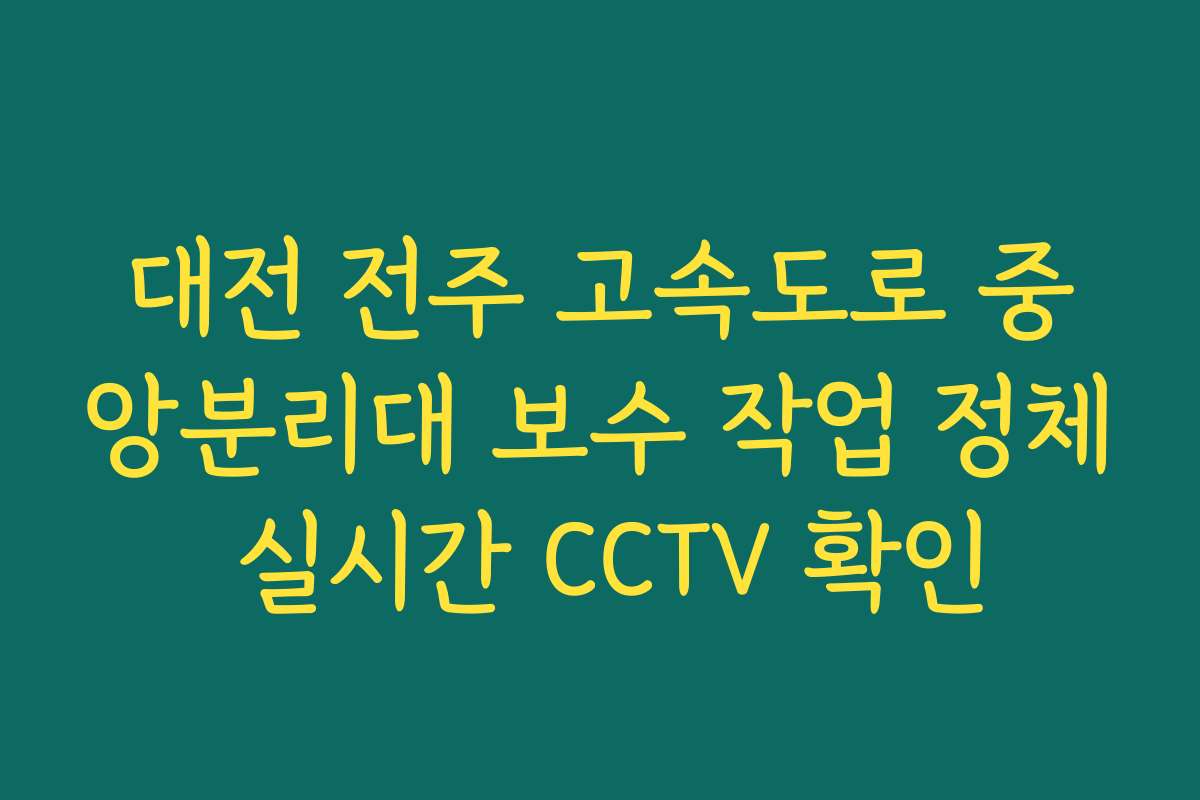 대전 전주 고속도로 중앙분리대 보수 작업 정체 실시간 CCTV 확인