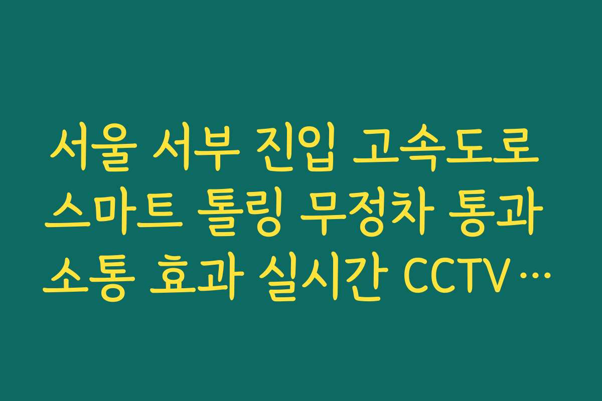 서울 서부 진입 고속도로 스마트 톨링 무정차 통과 소통 효과 실시간 CCTV 확인