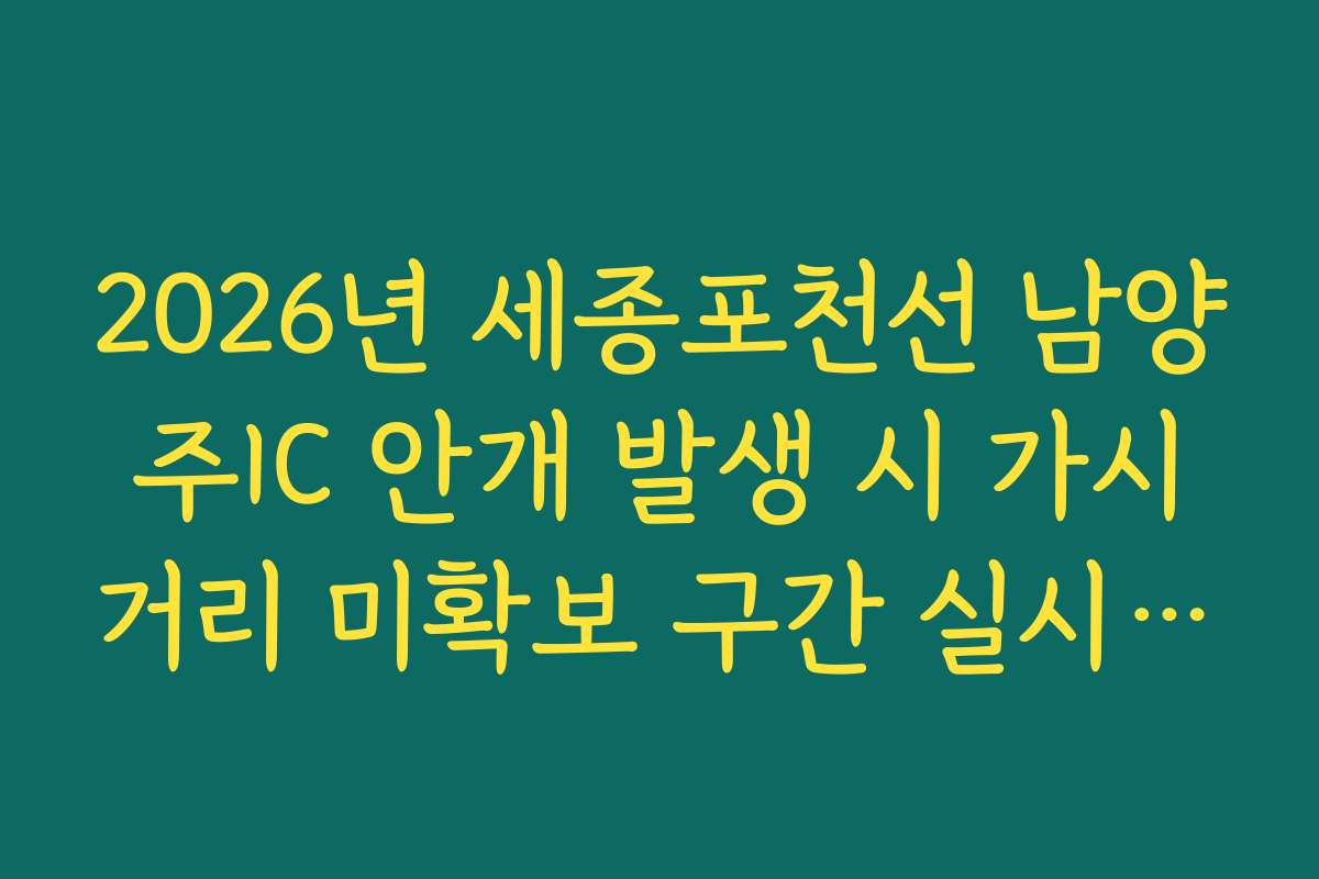 2026년 세종포천선 남양주IC 안개 발생 시 가시거리 미확보 구간 실시간 확인