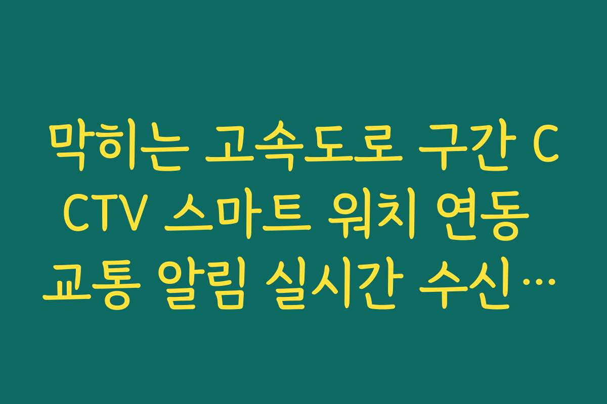 막히는 고속도로 구간 CCTV 스마트 워치 연동 교통 알림 실시간 수신 설정