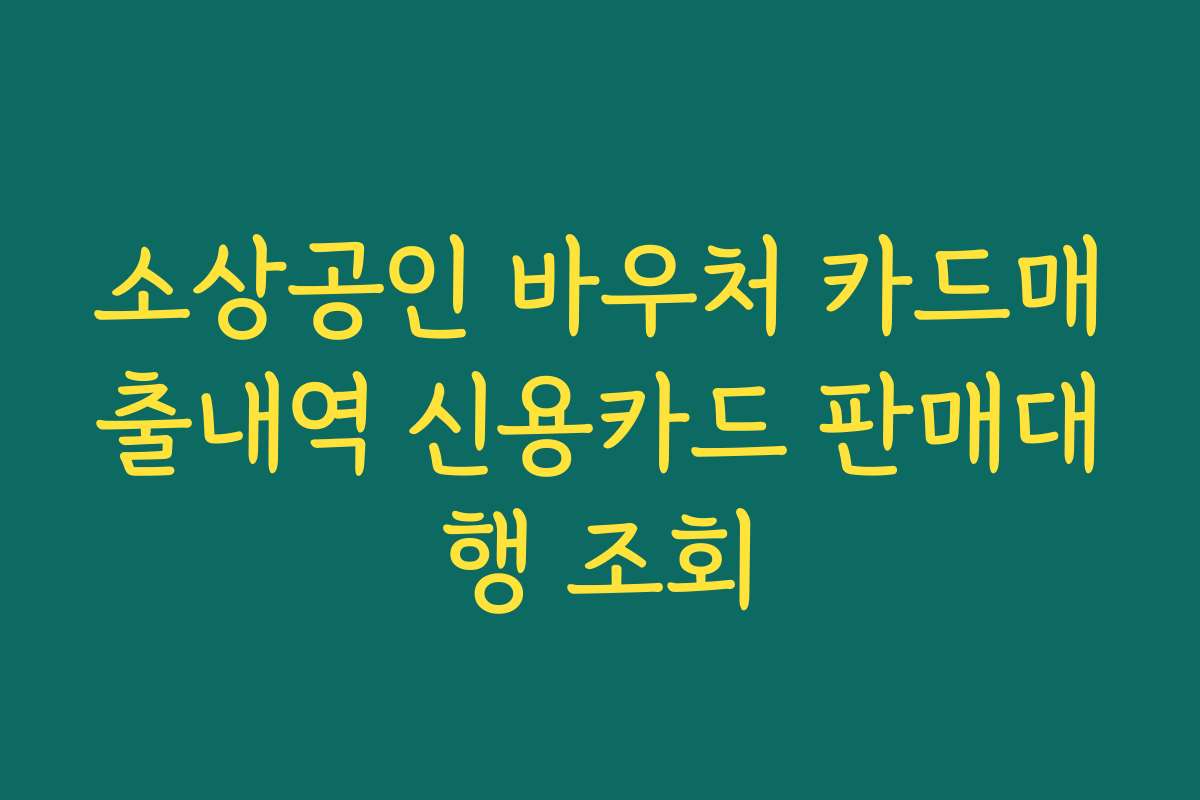 소상공인 바우처 카드매출내역 신용카드 판매대행 조회