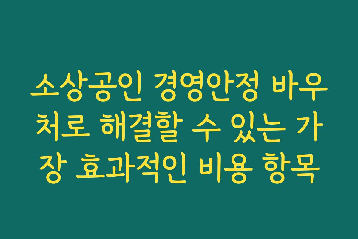 소상공인 경영안정 바우처로 해결할 수 있는 가장 효과적인 비용 항목