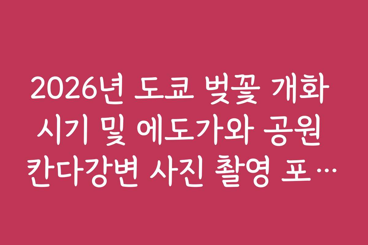 2026년 도쿄 벚꽃 개화 시기 및 에도가와 공원 칸다강변 사진 촬영 포인트