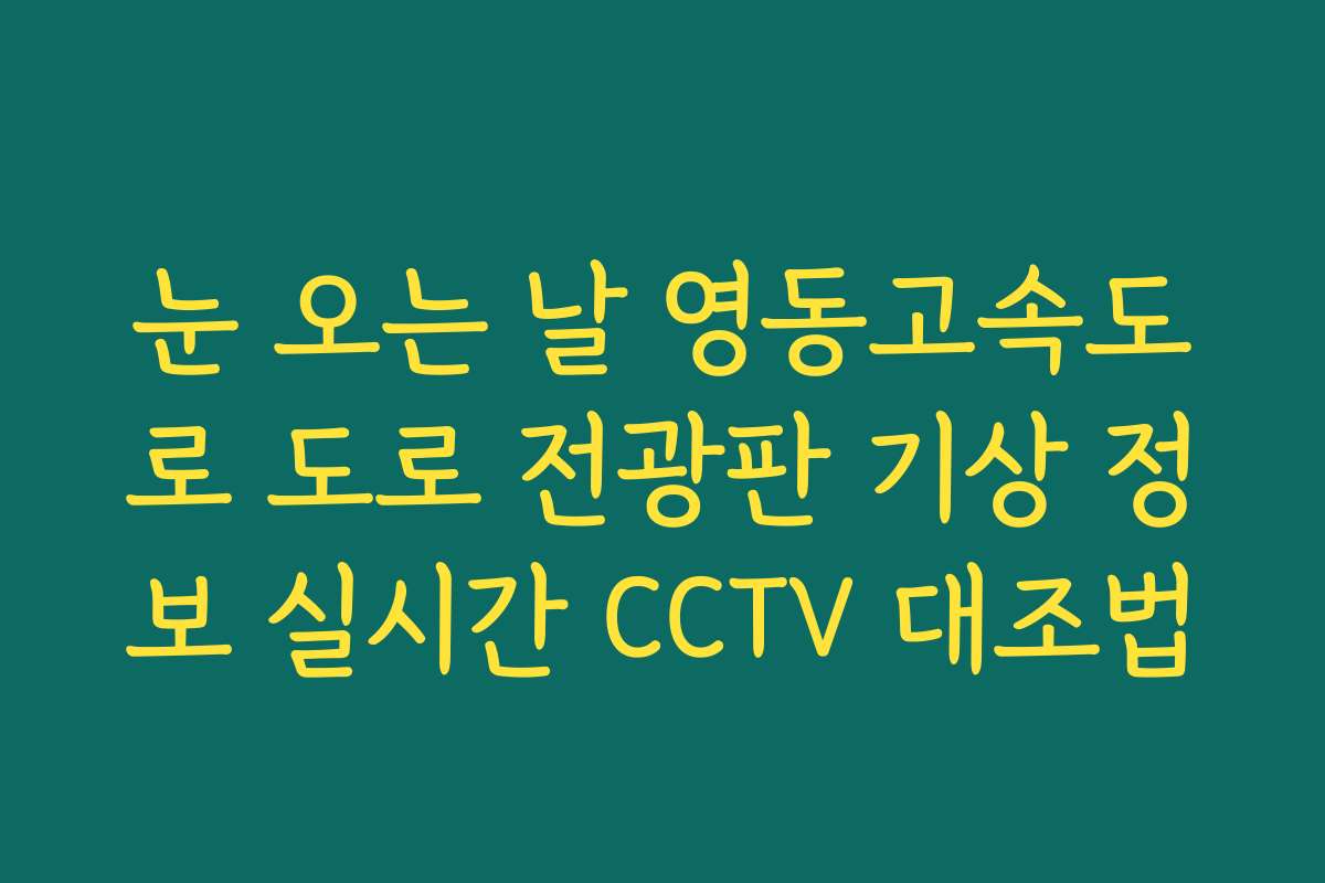 눈 오는 날 영동고속도로 도로 전광판 기상 정보 실시간 CCTV 대조법