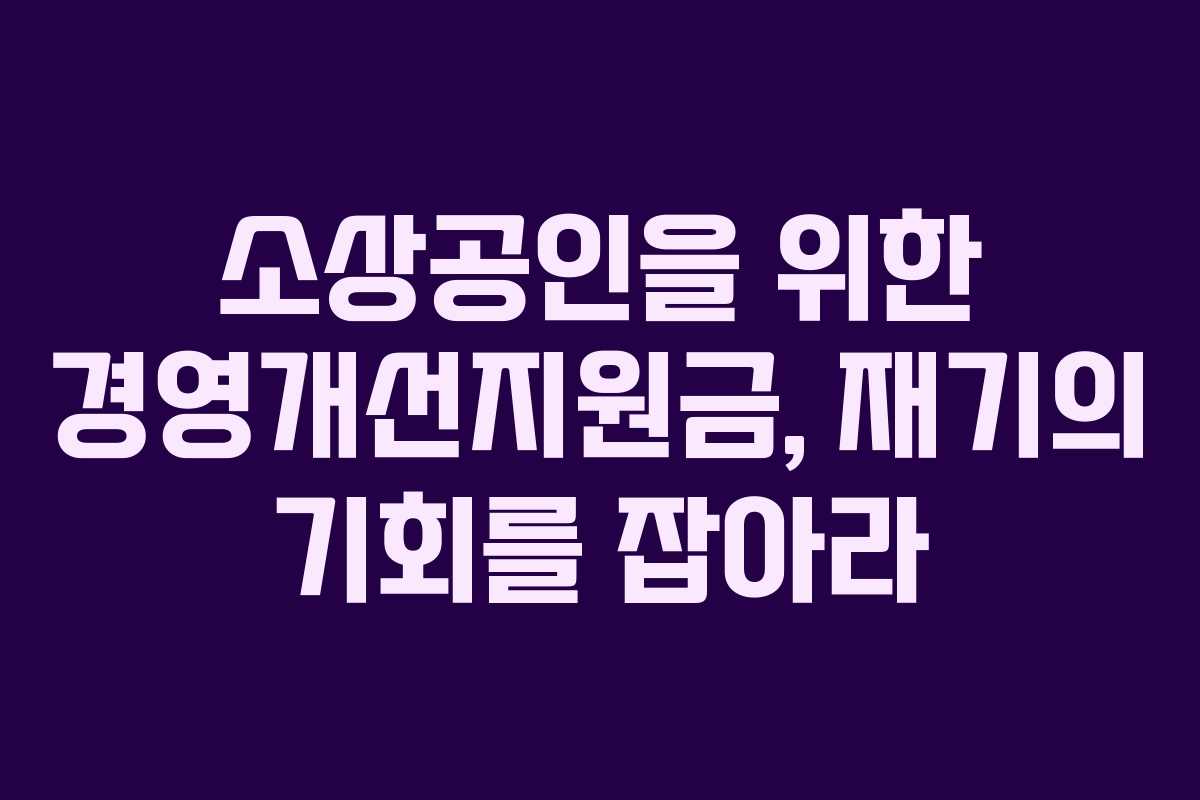 소상공인을 위한 경영개선지원금, 재기의 기회를 잡아라