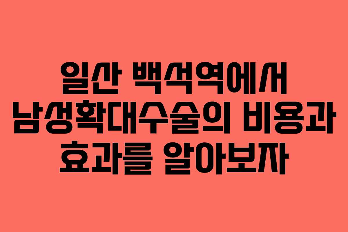 일산 백석역에서 남성확대수술의 비용과 효과를 알아보자