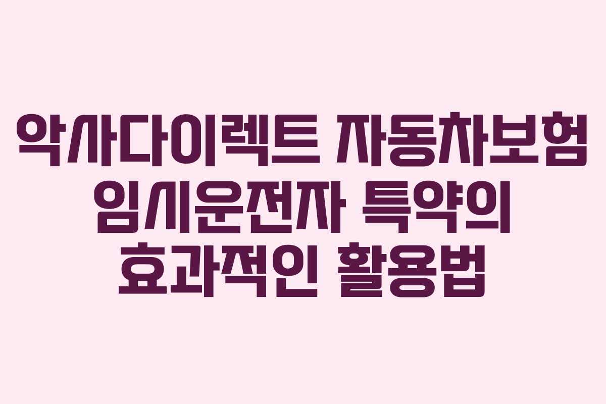 악사다이렉트 자동차보험 임시운전자 특약의 효과적인 활용법