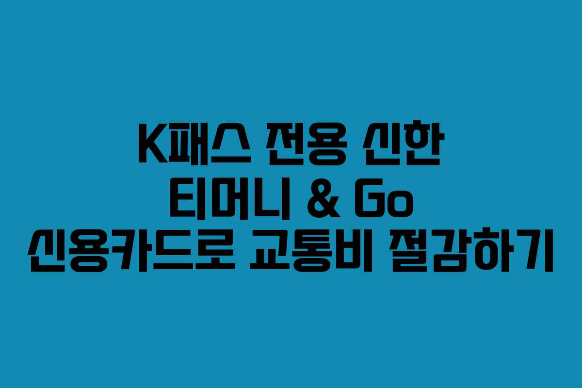 K패스 전용 신한 티머니 & Go 신용카드로 교통비 절감하기