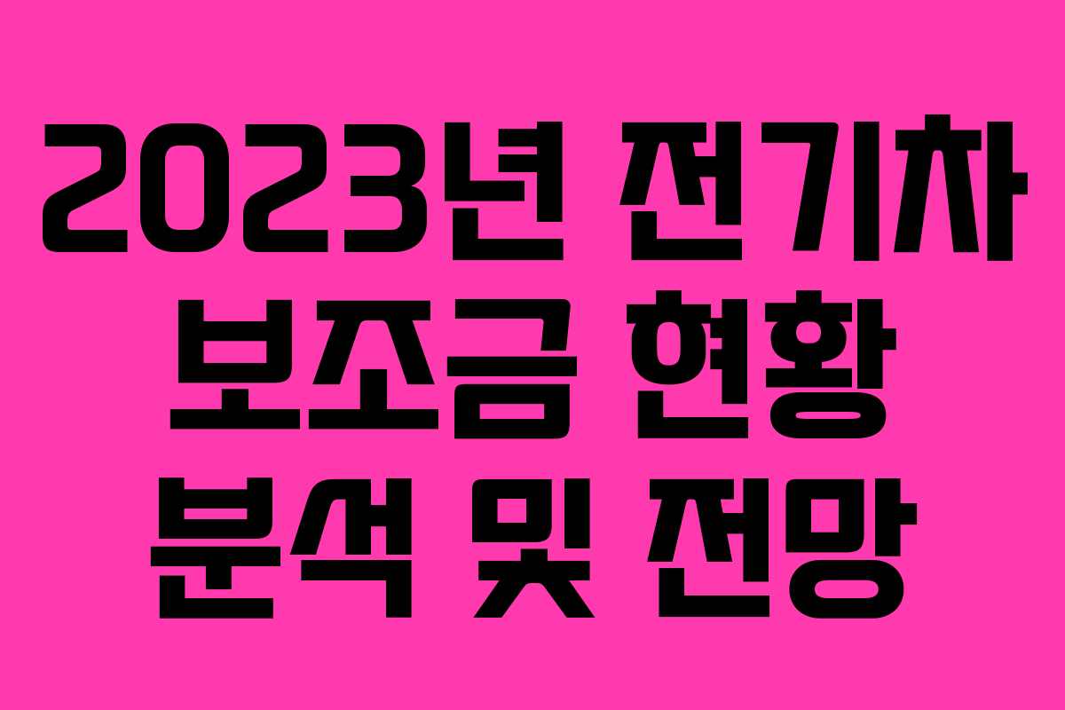 2023년 전기차 보조금 현황 분석 및 전망