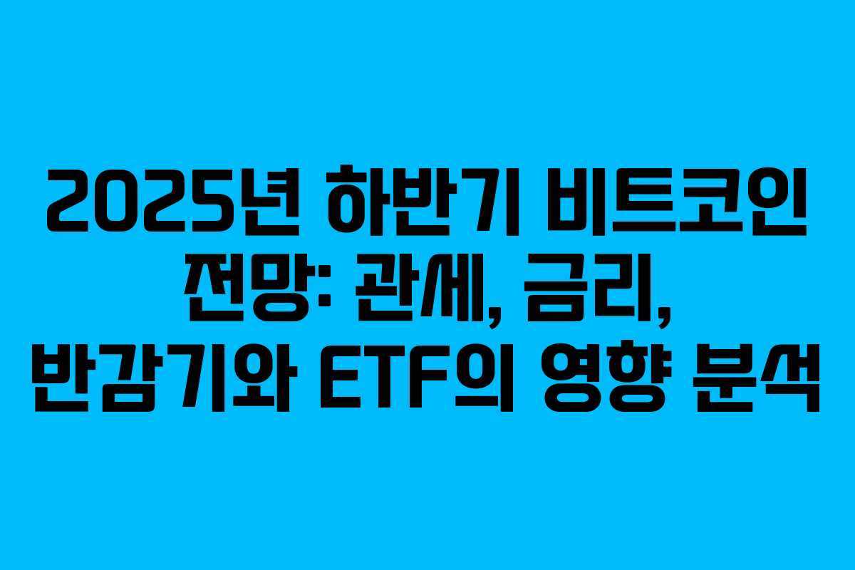 2025년 하반기 비트코인 전망: 관세, 금리, 반감기와 ETF의 영향 분석