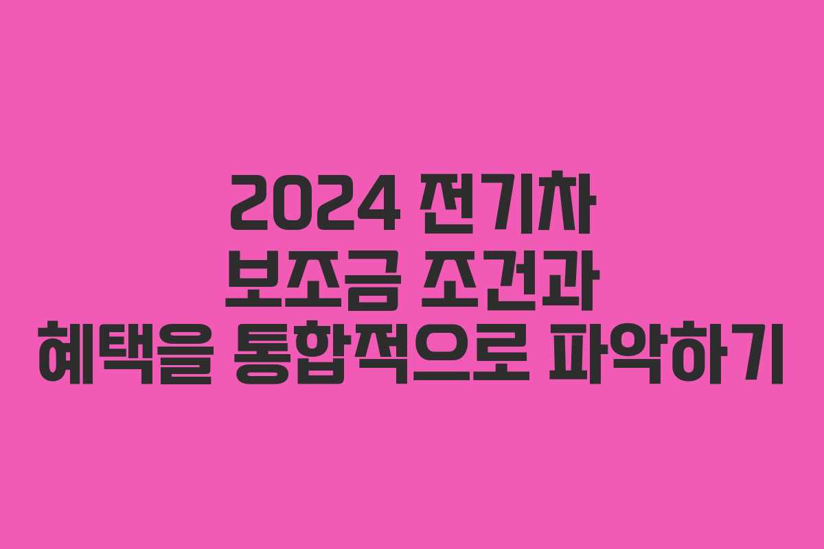 2024 전기차 보조금 조건과 혜택을 통합적으로 파악하기