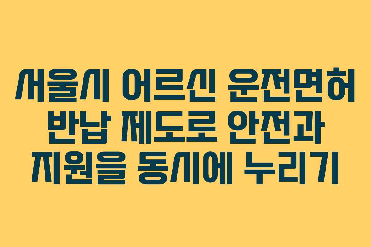 서울시 어르신 운전면허 반납 제도로 안전과 지원을 동시에 누리기