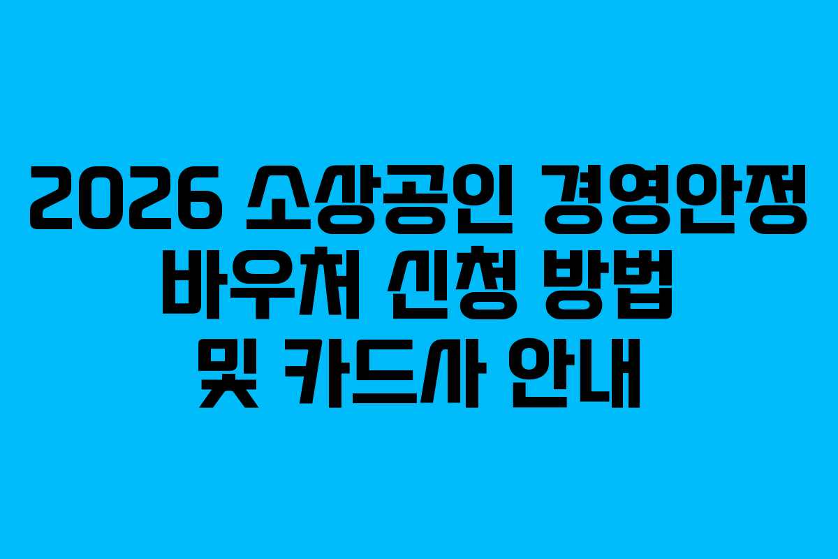 2026 소상공인 경영안정 바우처 신청 방법 및 카드사 안내