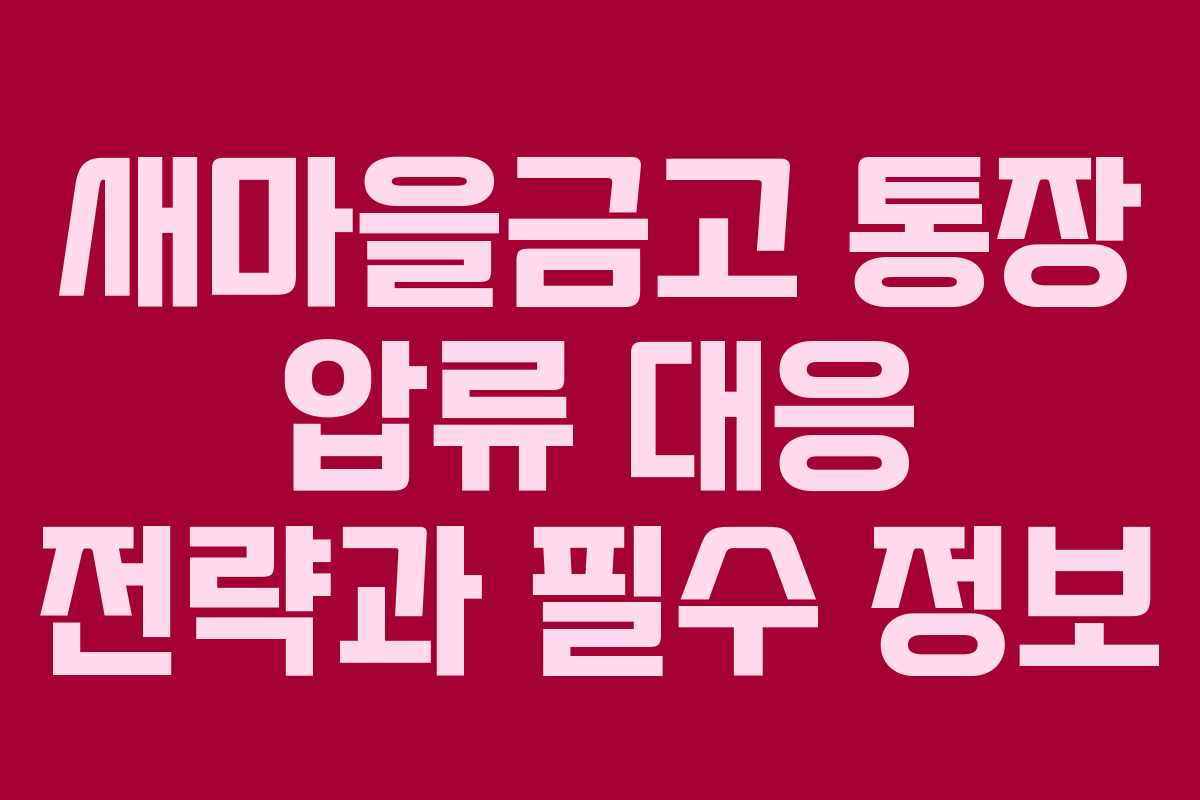 새마을금고 통장 압류 대응 전략과 필수 정보