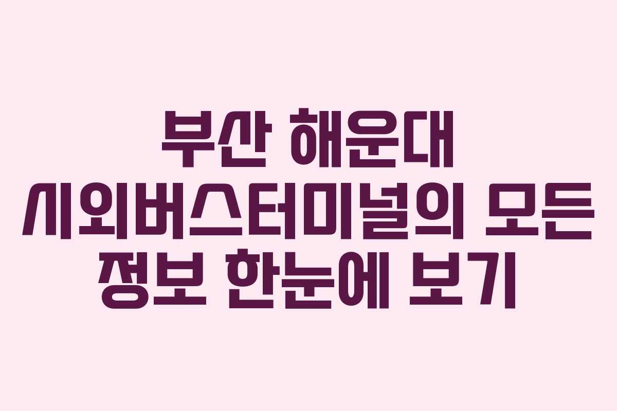 부산 해운대 시외버스터미널의 모든 정보 한눈에 보기