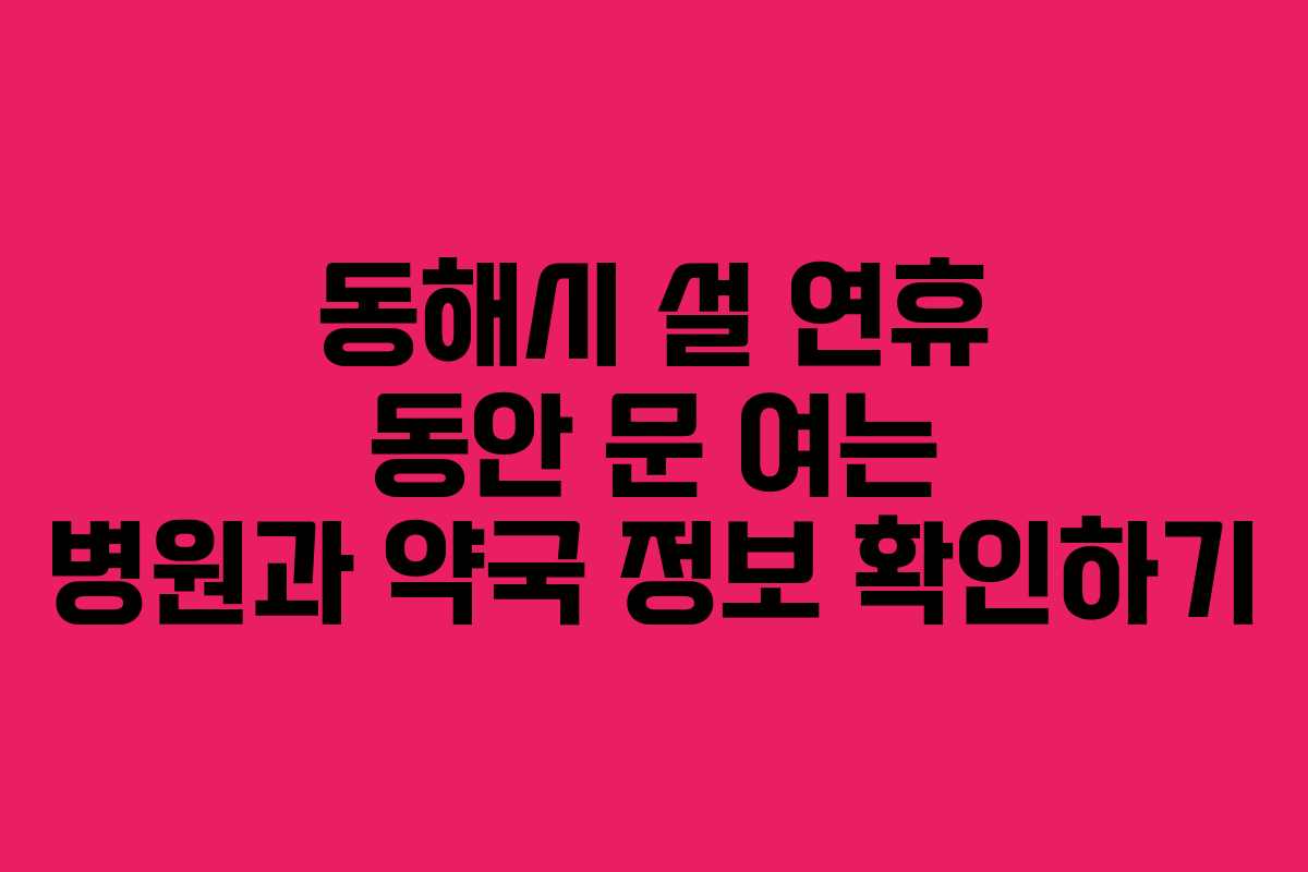 동해시 설 연휴 동안 문 여는 병원과 약국 정보 확인하기
