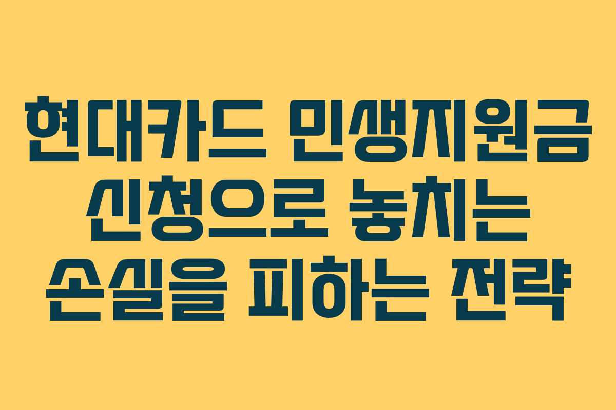 현대카드 민생지원금 신청으로 놓치는 손실을 피하는 전략