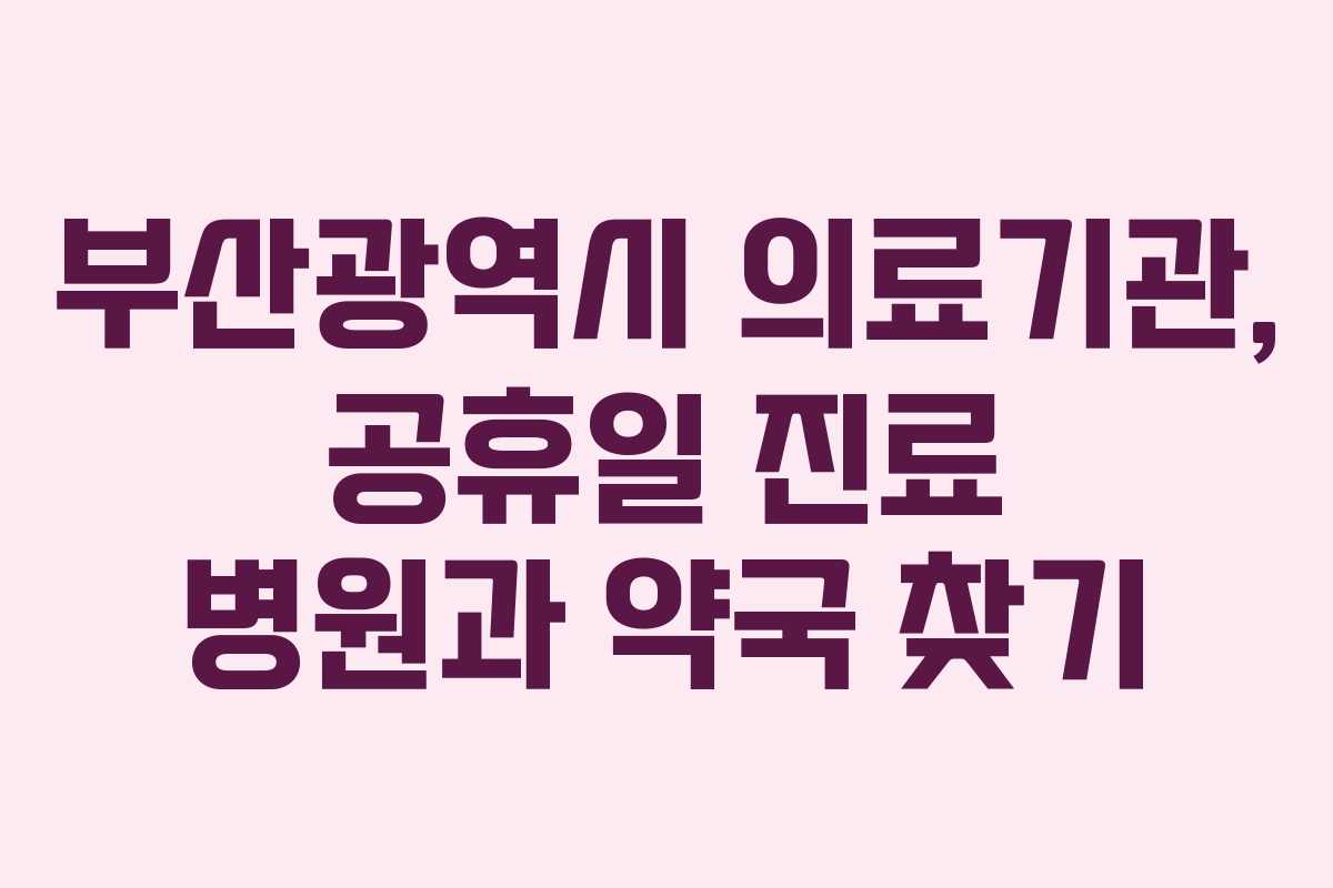 부산광역시 의료기관, 공휴일 진료 병원과 약국 찾기