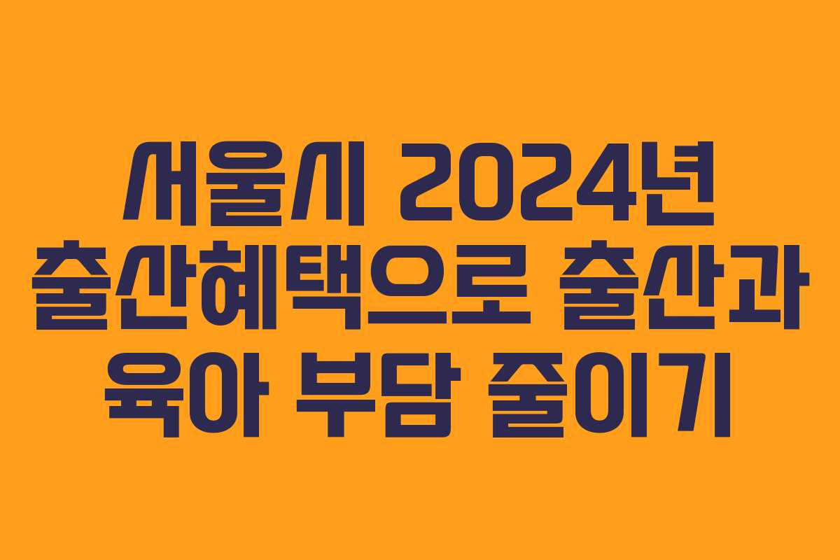 서울시 2024년 출산혜택으로 출산과 육아 부담 줄이기