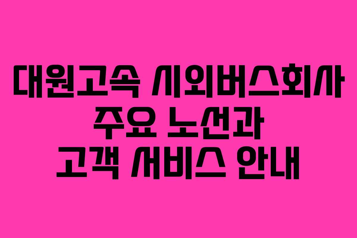 대원고속 시외버스회사 주요 노선과 고객 서비스 안내