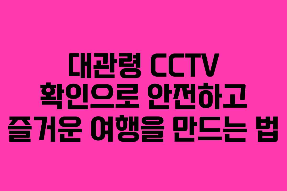 대관령 CCTV 확인으로 안전하고 즐거운 여행을 만드는 법