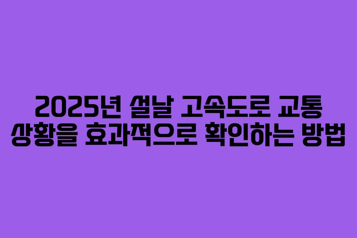 2025년 설날 고속도로 교통 상황을 효과적으로 확인하는 방법