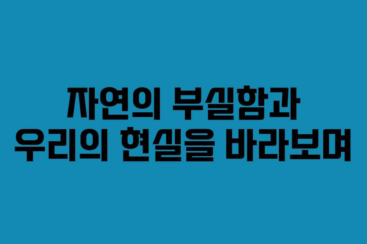 자연의 부실함과 우리의 현실을 바라보며
