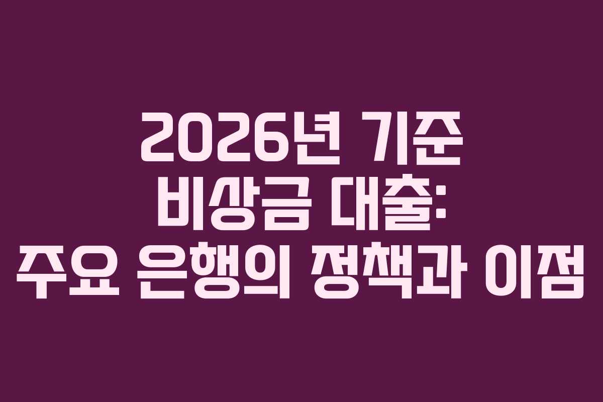 2026년 기준 비상금 대출: 주요 은행의 정책과 이점