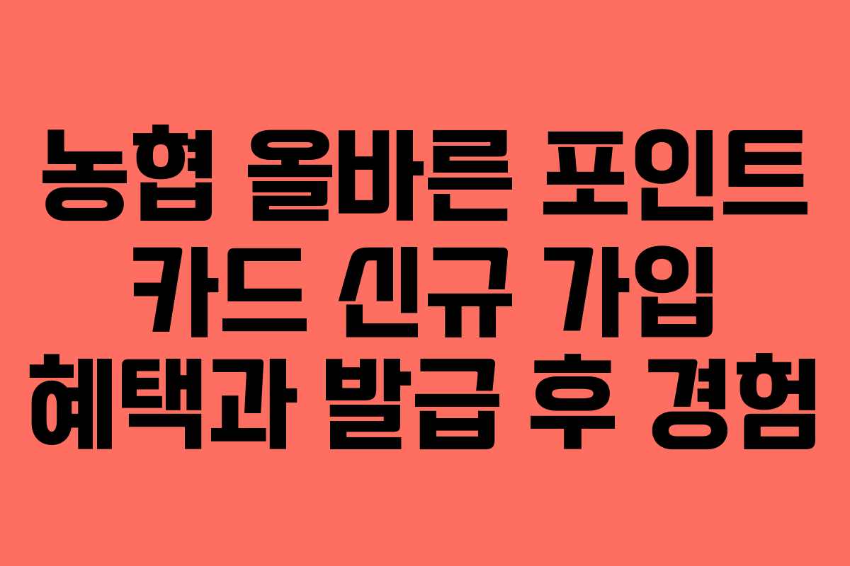 농협 올바른 포인트 카드 신규 가입 혜택과 발급 후 경험