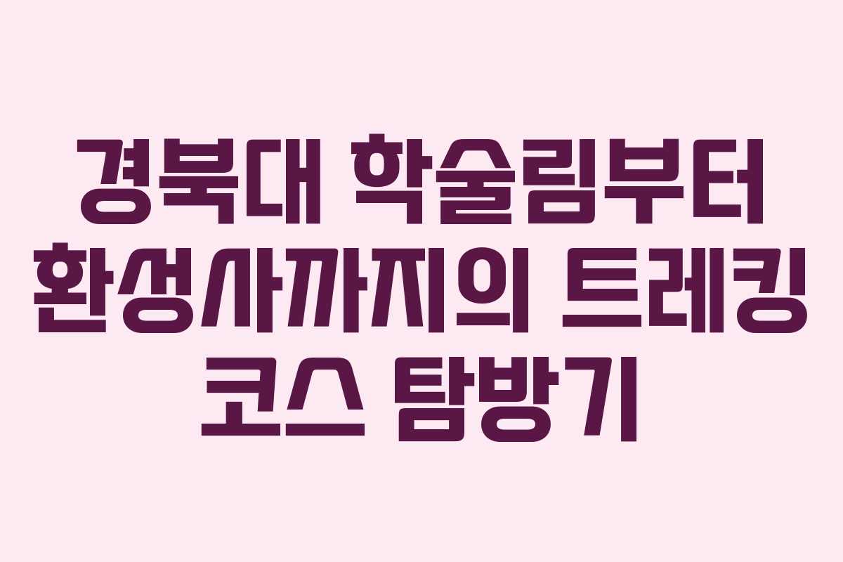 경북대 학술림부터 환성사까지의 트레킹 코스 탐방기