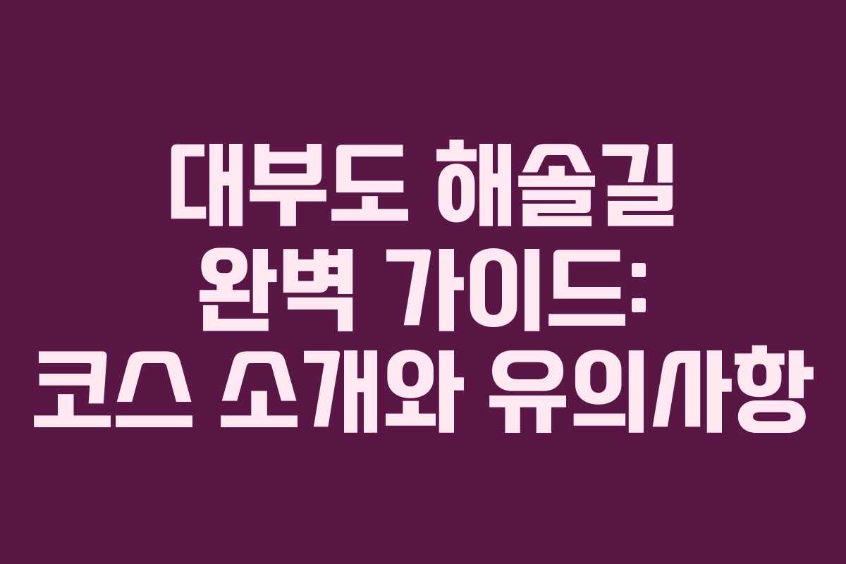 대부도 해솔길 완벽 가이드: 코스 소개와 유의사항