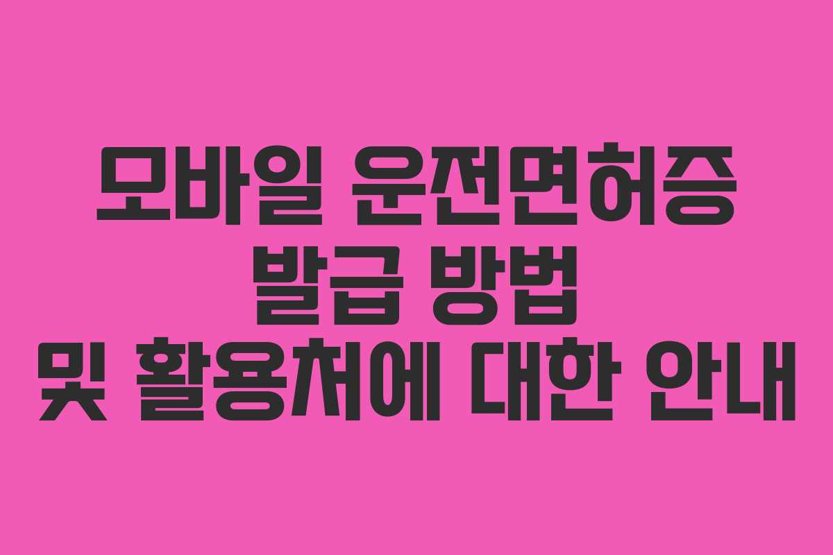 모바일 운전면허증 발급 방법 및 활용처에 대한 안내