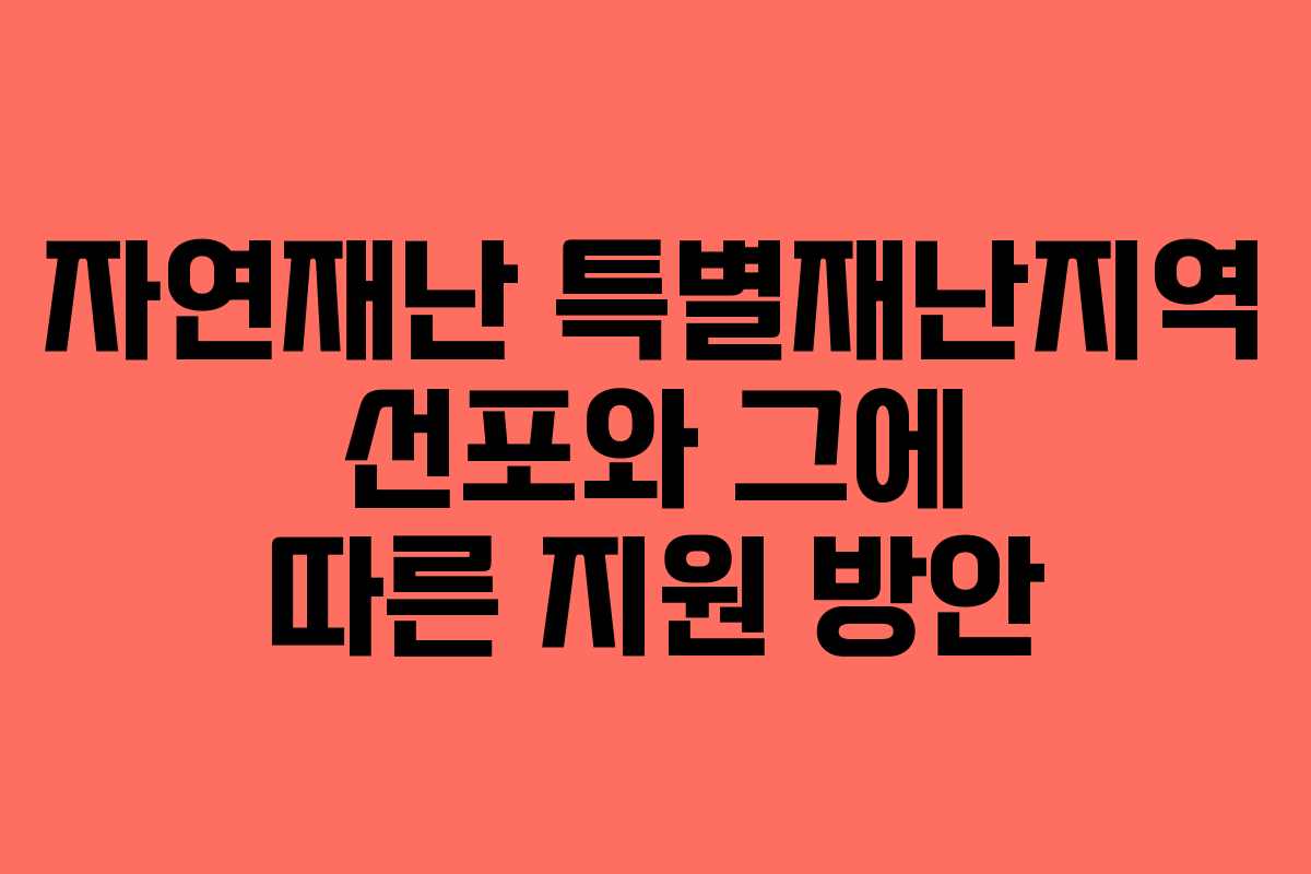 자연재난 특별재난지역 선포와 그에 따른 지원 방안