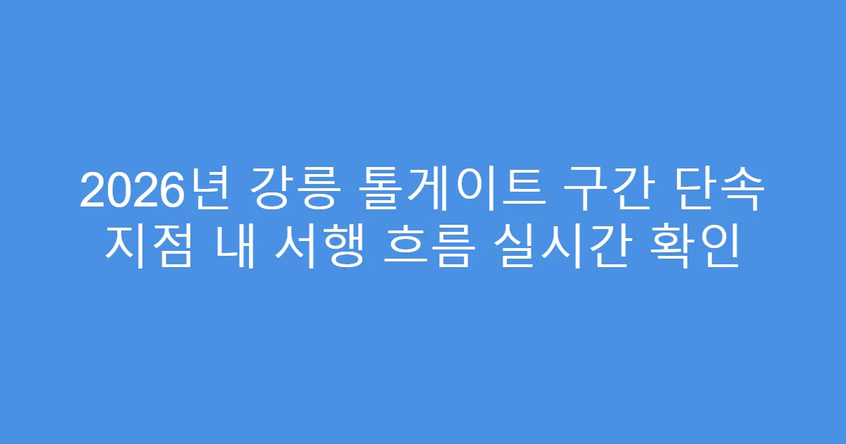 2026년 강릉 톨게이트 구간 단속 지점 내 서행 흐름 실시간 확인