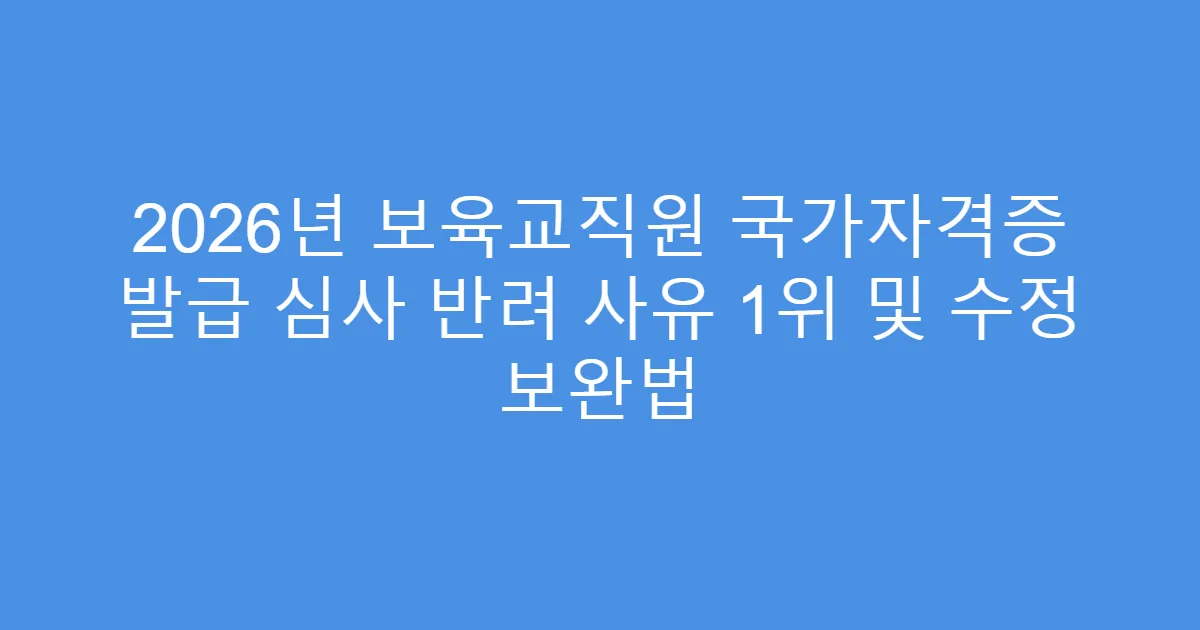 2026년 보육교직원 국가자격증 발급 심사 반려 사유 1위 및 수정 보완법