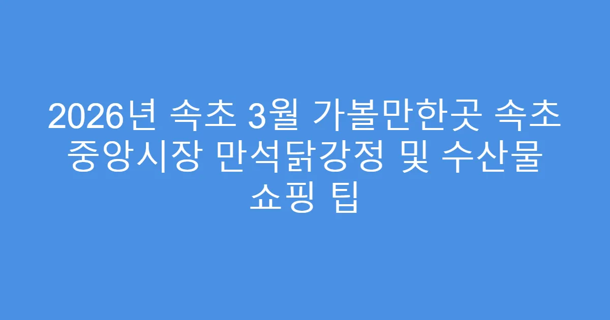 2026년 속초 3월 가볼만한곳 속초 중앙시장 만석닭강정 및 수산물 쇼핑 팁