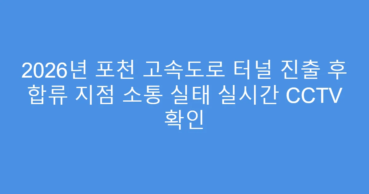 2026년 포천 고속도로 터널 진출 후 합류 지점 소통 실태 실시간 CCTV 확인