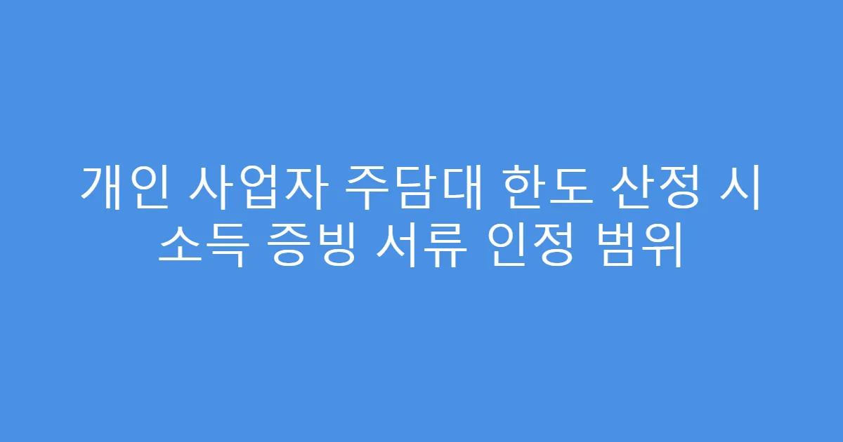 개인 사업자 주담대 한도 산정 시 소득 증빙 서류 인정 범위
