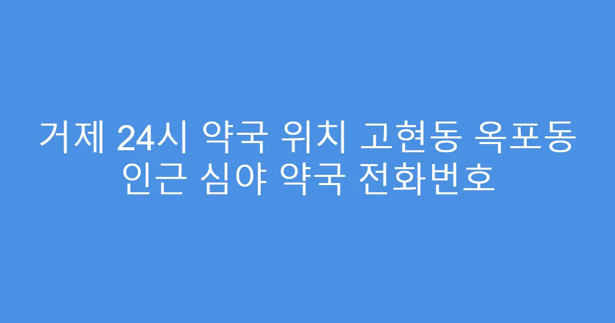 거제 24시 약국 위치 고현동 옥포동 인근 심야 약국 전화번호