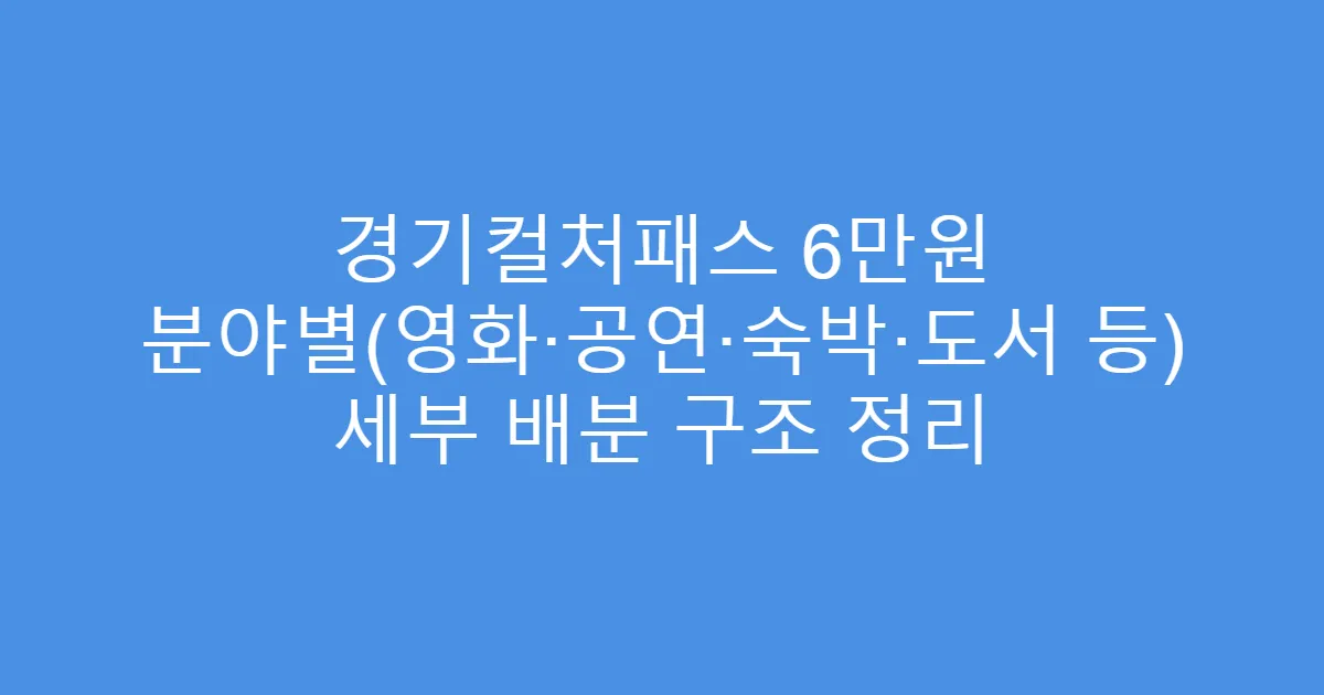 경기컬처패스 6만원 분야별(영화·공연·숙박·도서 등) 세부 배분 구조 정리
