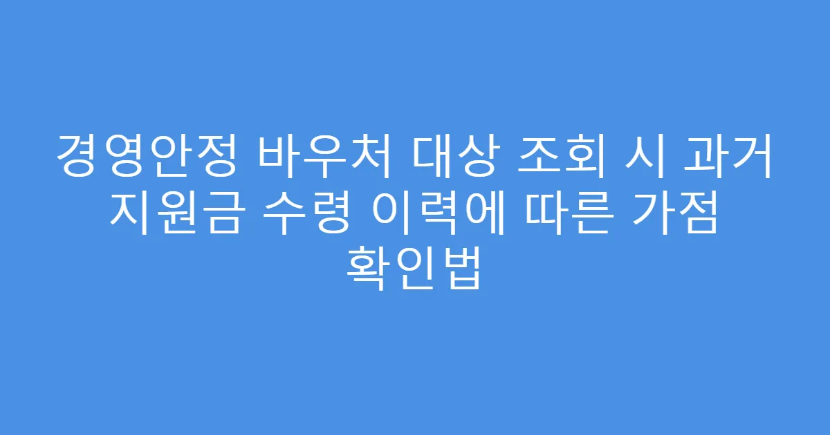 경영안정 바우처 대상 조회 시 과거 지원금 수령 이력에 따른 가점 확인법