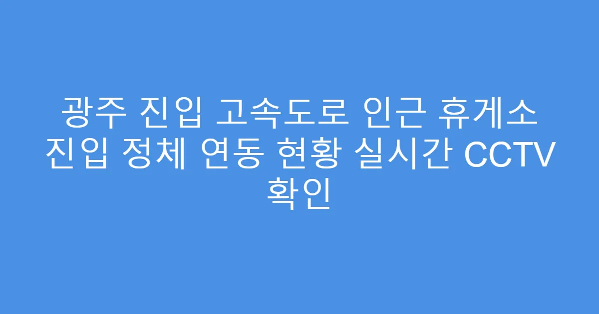 광주 진입 고속도로 인근 휴게소 진입 정체 연동 현황 실시간 CCTV 확인